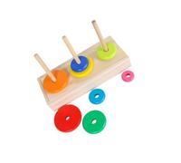 FRCOLOR Wooden Puzzle Tower Educational Small Colorful Ring Stacking Tower for Logic Thinking Developmental Gift Preschool Learning Game