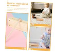 FRCOLOR Wooden Rhythm Block Percussion Instrument with Mallets Beech Wood Musical Claves for Bright Tones Smooth Finish Safe Play for Music Education and Recreational Use