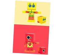 FRCOLOR Wooden Robot Block for Educational Creative Puzzle Game Yellow Style Enhances Hand-eye Coordination and Social Skills Wood Material