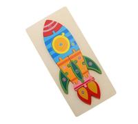 FRCOLOR Wooden Rocket Puzzle Educational Early Learning Cognitive Plaything for Boys Hand-eye Coordination Development