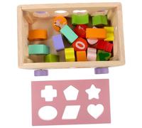 FRCOLOR Wooden Shape Sorter Car Intelligence for Pink Geometric Animal Blocks Fine Motor Skill Development Cognitive Learning Puzzle for Preschoolers