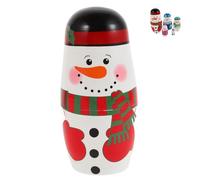 FRCOLOR Wooden Snowman Russian Matryoshka Dolls Hand Painted Nesting for Childsafe Winter Decoration and Birthday Gift Symbolic Wish Figurines for Home Display