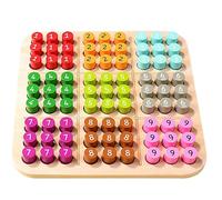 FRCOLOR Wooden Sudoku Board Game Educational Desktop Sudoku Toy with Storage Drawer for Logical Thinking and Early Math Skills Development