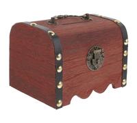 FRCOLOR Wooden Treasure Chest Money Box with Lock Vintage Piggy Bank for Boys Financial Savings Educational Gift for Birthday Thanksgiving