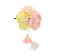 FRCOLOR Yellow Artificial Peony Flower Hair Clip with Tassels for Women Lightweight Japanese Kimono Hair Band Accessory Vibrant Floral Decor for Yukata and Traditional Outfits