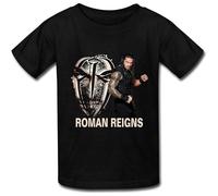 FRDE265wdx Kids Roman Reigns Logo T Shirt Black Black M