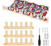 Frdhee 3Pcs Chunky Knitting Blanket Loom Kit, 35in Wooden Hand Blanket Yarn Loom with Screwdriver & Assembly Weaving Tools, 3-in-1 Crochet Knitting Tool Set for Beginners Blankets Throws