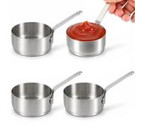 Frdhee 4/8PCS 304 Stainless Steel Dipping Sauce Cups with Handle, 3.52 oz 100ML Mini Reusable Metal Individual Saucers Bowl Dishes Small Dressing Container for Ketchup Dishes Seasoning (4)