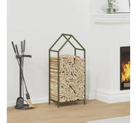 Frdhee Firewood Rack Indoor Firewood Stacking Aid Firewood Rack Olive Green 40 x 25 x 90 cm Cold Rolled Steel for Country House, Storage Room, Garage