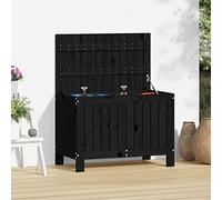 Frdhee Garden Tool Storage Chest Deck Box,Garden Storage Box Black 76x42.5x54 cm Solid Wood Pine,Use for Parcels,Cushions,Tools,Logs,Easy to Maintain