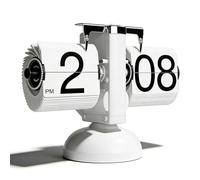 Frdhee Retro Flip Down Desk Clock, Vintage Digital Flip Desk Clock with Large Number Display Retro Flip Down Mechanical Digital Desk Clock Auto Flip Clock for Home Livingroom Study (White)