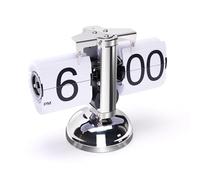 Frdhee Retro Flip Down Desk Clock, Vintage Digital Flip Desk Clock with Stainless Steel Base and Large Number Display Mechanical Auto Flip Clock Desk Clock for Home Livingroom Study (White)