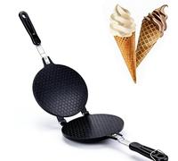 Frdhee Waffle Cone Maker, Non Stick Waffle Cone Maker Pan Egg Roll Ice Cream Cone Making Machiner with Long Handle Aluminum Alloy Biscuit Ice Cream Egg Rolls Dessert Baking Pan Kitchen Bakeware