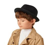 Frdoras-Trilby-Hat Kids Short Brim Fedoras Hat Classic Felt Gangster-Manhattan for 4-8 Years S-M, Black, 4-8 anni