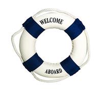 Frdun Welcome On Board Life Rings Decor, Creative Craft Wall Statues, Life Rings Buoy Wall Mediterranean Style Life Ring Ornaments for Living Room Bedroom Decor