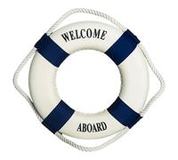 Frdun Welcome On Board Life Rings Decor, Creative Craft Wall Statues, Life Rings Buoy Wall Mediterranean Style Life Ring Ornaments for Living Room Bedroom Decor
