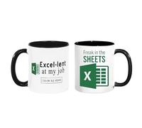 Freak in The Sheets Mug, Excel-Lent at My Job Double-Sided Printing Funny Mugs, C Handle Ceramic Coffee Cups, Work Mug for Boss Office Colleagues Work Bestie Gifts