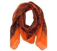Freak Scene Cotton Scarf - Elephant - orange - blue-black - squared kerchief