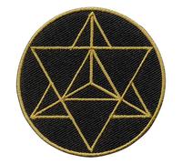 Freak Scene Patch - Star - Tetrahedron - Merkaba - Sacred Geometry - Gold or Silver - Patch Gold