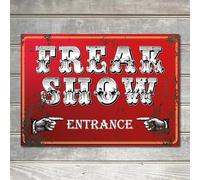 Freak Show Vintage Tin Circus Entrance Door Sign Decor Man Cave Gift Metal Plaque