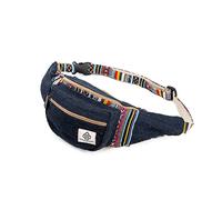 Freakmandu Unisex Hemp Bum Fanny Pack - Boho Style Waist Bag for Men and Women - Handmade Crossbody Hip Belt Bag, Azure Blue
