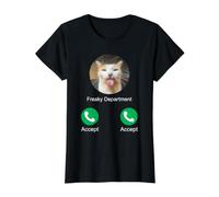 Freaky Department Calling Silly Cat Meme Value Graphic T-Shirt, Women, Black, L