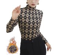 Freaswind Dralon Turtleneck Tops for Women Autumn Winter Thickened Thermal Underwear Inner Warm Printed Long-Sleeved Shirt, Horse, L