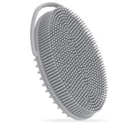 FREATECH Silicone Body Scrubber with Loop Handle, Gentle Exfoliating Bath Shower Scrubber Body Scrub Brush for Men Women Kids, Sensitive Skin, More Hygienic Than Loofah, Easy to Clean, Grey