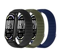 Freaura 3-Pack Braided Solo Loop Band Compatible with Xiaomi Mi Smart Band 10 9 8, Elastic Nylon Sport Strap with Metal Connector, Breathable Adjustable Replacement Band