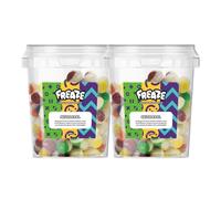 Freaze Fruity Rainbow, Freeze Dried Rainbow Retro Candy, Crunchy Fruit-Candy, Tangy Fruity-Snacks, Vegetarians, Vegan and Halal Treats, Gluten Free (Pack 2, XL Tub (177gram))