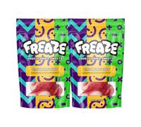Freaze Strawberry Rings Freeze Dried Retro Candy, Crunchy Fruit-Candy, Tangy Fruity Snacks, Vegan and Halal Treats, Gluten Free Fruity Sweets, Rainbow (Pack 2, Big Pouch (100gram))