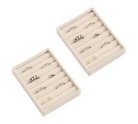 Frebeauty Small Jewelry Trays for Drawer,2 Pack 7 Slots Ring Organizer | Jewelry Box Inserts,Drawer Inserts,Vanity Drawer Organizer,Mini Size,Compact Ring Holder,Stackable Ring Tray