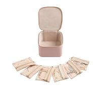 Frebeauty Small Travel Jewelry Box,Travel Jewelry Case with 6 Pouch Bags,Portable Travel Jewelry Organizer,Mini Jewelry Storage,3.35 x 4.9 x 4.8 Inches,Gift Idea for Women Girls(Pink)