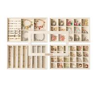 Frebeauty Stackable Jewellery Trays, Velvet Jewellery Organiser, 5-in-1 Jewellery Storage Box with Lid, Jewellery Display for Rings, Earrings & Necklaces, Vanity Organiser, Gift for Women(Beige)