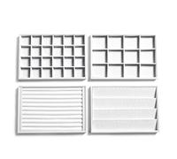 Frebeauty Stackable Velvet Jewelry Organizer Trays for Drawers Inserts Jewelry Storage Tray Display Case, Stud Earrings Bracelets Necklace Rings Accessories Trays for Women(Set of 4)(White)