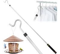 Frebuta Clothes Hook Pole,33 to 51Inch Light Hanging Hook Pole Extension Long Adjustable Clothes Rod Assist Tool Sponge Handle Shutters Pole Ceiling Home Reacher Poles (Black, 51inch)