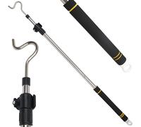 Frebuta Clothes Hook Pole Heavy Duty, 36" to 65" Long Research Pole with Hook Sponge Long Handle Telescoping Pole Stainless Steel Tube S Hook Closet for Reaching Extending Rod Hang High Area Top