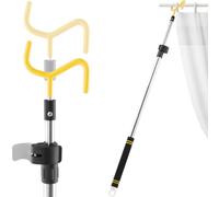 Frebuta Drapery Pull Rod,36“ to 63” Curtain Pull Telescoping Pole Heavy Duty For Curtains Wand Stainless Steel Tubes Soft Sponge Handle Rod for Curtains Extension Pole Lightweight (Black Yellow)