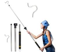 Frebuta Heavy Duty Closet Hanger Reaching Pole,36" to 65" Clothes Hook Pole Telescoping Pole S Hooks for Plant Stainless Steel Pipe Sturdiness Lightweight Non-Slip Soft Sponge Handle Rod