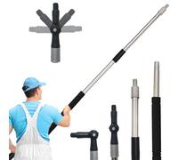 Frebuta Multi-Purpose Extension Pole, 2-11 Feet Paint Roller Handle With 180 Degree Swivel Head, Window Squeegee, Gutter Cleaning Tools, Extendable With Sponge, Sturdy Durable
