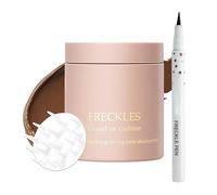 Freckle Pen - Magic Liquid Fake Freckles Stamp & Pen Air Cushion Makeup Set, Lifelike Long Lasting Natural Look Freckles Marker Tattoo Face Makeup for Natural Sunkissed - Saddle Brown