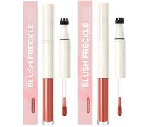 Freckle Pen，Professional Freckle Maker & Liquid Blush 2-in-1- Precision Stamp for Realistic Freckles, Quick-Dry Waterproof Formula, Customizable Sun-Kissed Makeup Effect (A-2PC)