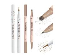 Freckle Pen Set, 2-in-1 Freckle Stamp Eyeliner Pen with Precise Tip & Freckle Tattoo Pen, Waterproof, Durable, Natural Lifelike Fake Freckles Make-Up (Light Brown)
