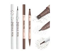 Freckle Pen Set, 2-in-1 Freckle Stamp Eyeliner Pen with Precise Tip & Freckle Tattoo Pen, Waterproof, Long-Lasting for Natural Lifelike Fake Freckles Make-Up (Brown)