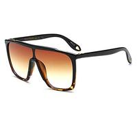 Freckles Mark Oversized 70s Retro Sunglasses Men Women Vintage Flat Top Square Frame One-Piece Lens Glasses Classic Shades, Black Tortoise Brown, Oversize