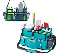 FRECOLSH Large Cleaning Supplies Organizer-Cleaning Caddy Organizer With Handles & Shoulder Strap-Cleaning Bags for Cleaning Suppliers-Housekeepers Wearable Cleaning Tote 2023 Upgraded, Teal