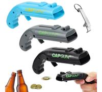 FRECOO Bottle Opener, 4 Pieces Cap Gun, Beer Bottle Opener, Gun Shaped Can Opener Toy for Catapults Bottle Launcher Bar Party