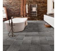 Fred 597 Grey Stone Effect Anti-Slip Vinyl Flooring For Kitchen, Bathroom, Living Room, 2.8mm Thick-2M(6'6") X 2M(6'6")-4M²