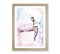 Fred Astaire Dancing In Abstract Modern Art Framed Print | A3 Oak Framed Wall Art | Ready to Hang | Abstract Fantasy Picture | Living Room Bedroom Lounge Office