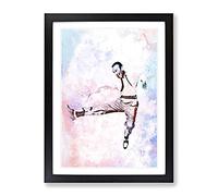Fred Astaire Dancing In Abstract Modern Art Framed Wall Art Print, Ready to Hang Picture for Living Room Bedroom Home Office Décor, Black A2 (64 x 46 cm)